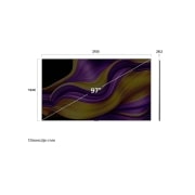 LG 97 inčni LG OLED evo AI G5 4K Smart TV 2025, Prikaz sa prednje i bočne strane LG OLED evo AI G5 4K pametnog televizora koji prikazuje njegove dimenzije dužine, širine, visine i dubine., OLED97G51LW, thumbnail 4