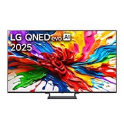 LG 85 inčni LG QNED evo AI QNED93 4K pametni televizor 2025, Prikaz sa prednje strane LG QNED evo TV-a, sa logotipom LG QNED evo Al u gornjem središnjem delu. LG QNED evo TV prikazuje šarene teksture poput boja koje se spajaju., 85QNED93A6A, thumbnail 1