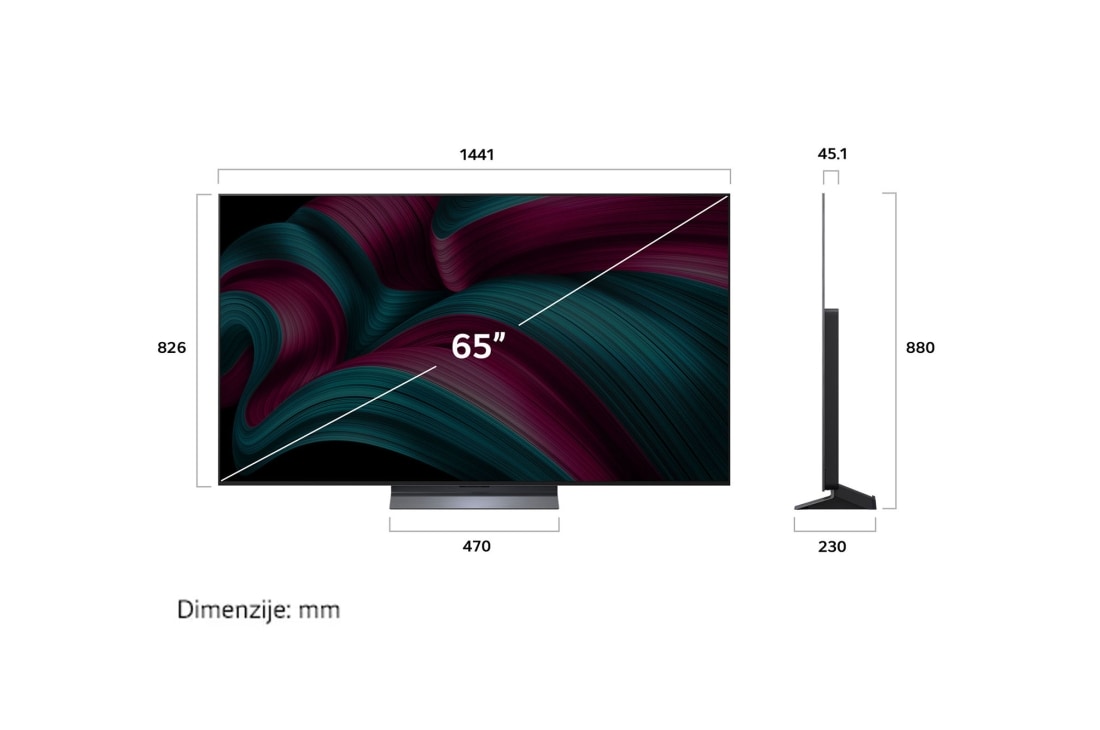 LG 65 inčni LG OLED evo AI C5 4K pametni televizor 2025, Prikaz sa bočne strane LG OLED evo AI C5 4K pametnog televizora., OLED65C51LA, thumbnail 4