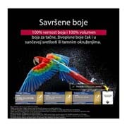 LG 65-inčni LG OLED evo M5 4K Smart TV, Raznobojan papagaj u ultravisokoj rezoluciji naspram crne pozadine. Oko njega su u vazduhu kapljice vode. Živopisna slika koja prikazuje tehnologiju Perfect Color sa živopisnim i jarkim nijansama na t, OLED65M59LA, thumbnail 8