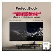 LG 65 inčni LG OLED evo AI G5 4K Smart TV 2025, Dnevna soba sa LG OLED TV-om na zidu. Na TV-u je planinski venac naspram tamnog večernjeg neba ispunjenog zvezdama. Ova scena je podeljena napola. Na jednoj strani je prikazana siva verzija pejzaža be, OLED65G51LW, thumbnail 7