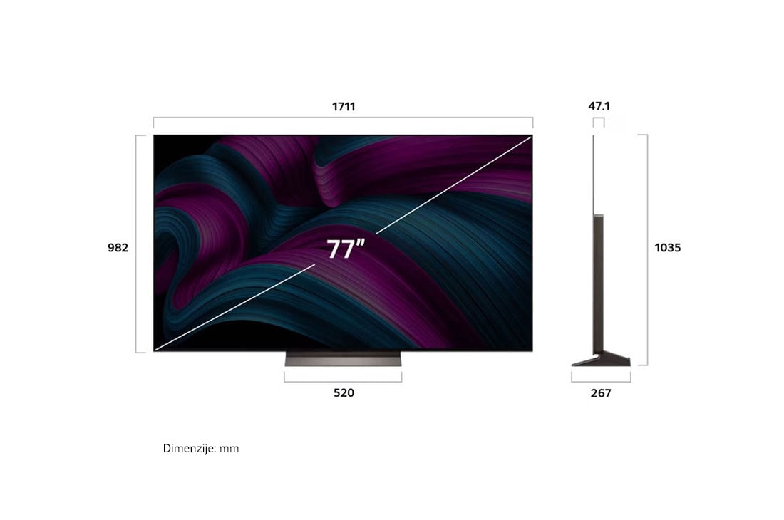 LG 77 inčni LG OLED evo AI C5 4K pametni televizor 2025, OLED77C51LA, thumbnail 4