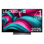 LG 48 inčni LG OLED evo AI C5 4K pametni televizor 2025, Prikaz sa prednje strane LG OLED evo AI C5 4K pametnog televizora. 12 godina na 1. mestu u svetu, OLED amblem i logotip LG OLED evo AI 2025 su na ekranu., OLED48C51LA, thumbnail 1