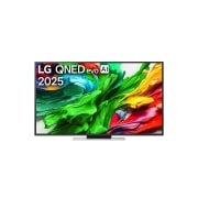 LG 55 inčni LG QNED evo AI QNED87 4K Smart televizor 2025, Prikaz sa prednje strane LG QNED evo TV-a, sa logotipom LG QNED evo Al u gornjem središnjem delu. LG QNED evo TV prikazuje šarene teksture poput boja koje se spajaju., 55QNED87A3B, thumbnail 1