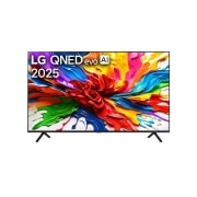 LG 85-inčni LG QNED evo AI QNED92 4K pametni televizor 2025, Prikaz sa prednje strane LG QNED evo TV-a, sa logotipom LG QNED evo Al u gornjem središnjem delu. LG QNED evo TV prikazuje šarene teksture poput boja koje se spajaju., 85QNED92A6A, thumbnail 1