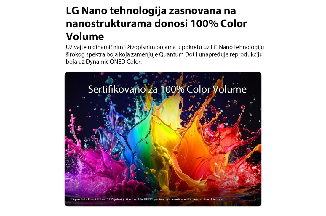 LG 85-inčni LG QNED AI QNED72 Mini LED 4K pametni TV 2026, LG QNED AI QNED70 Mini LED s funkcijom Dynamic QNED Color ispunjava ekran eksplozivnim živim, fluidnim pokretima koji podsećaju na razne boje, što pokazuje poboljšanu živopisnost boja sertifikovanu ra, 85QNED72B3A, thumbnail 4