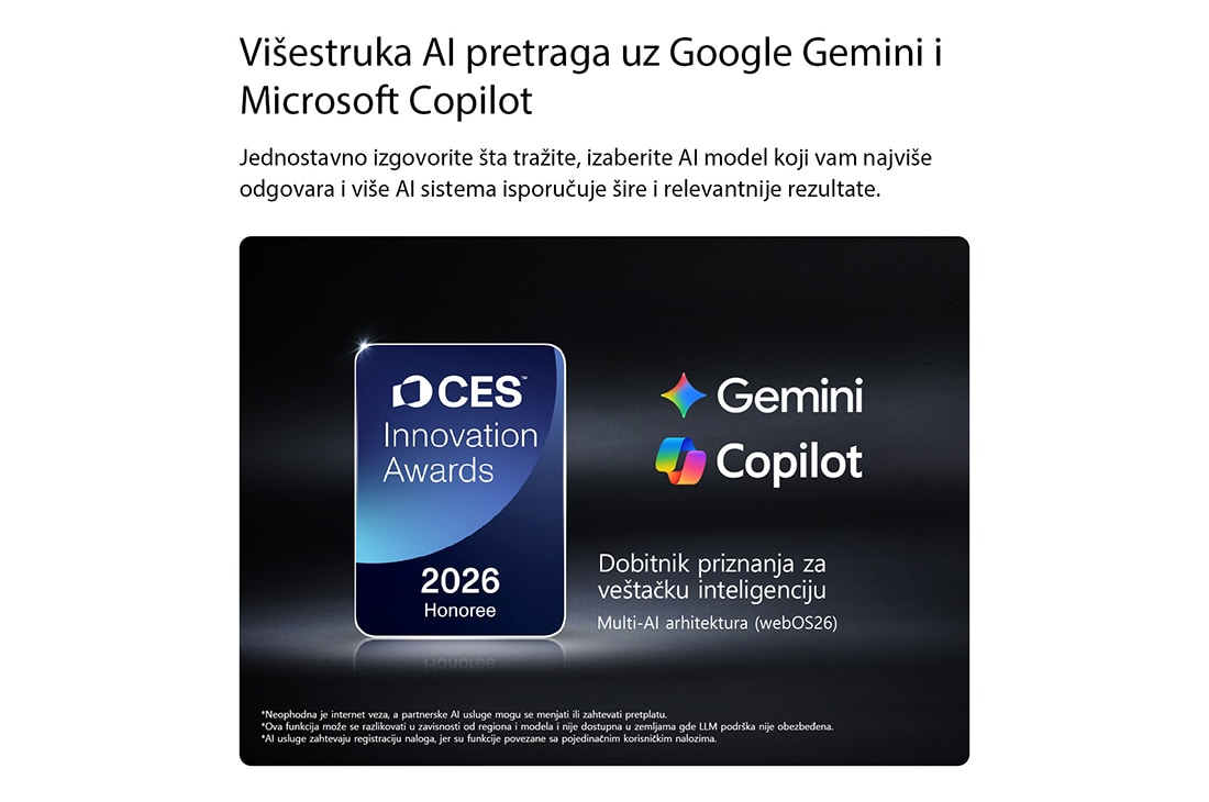 LG 55-inčni LG OLED evo AI G6 4K pametni TV 2026, Značka dobitnika nagrade CES Innovation Awards 2026. u kategoriji veštačke inteligencije prepoznaje Multi-AI pretragu pomoću Google Gemini-ja i Microsoft Copilot-a., OLED55G61LW, thumbnail 9