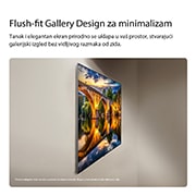 LG 55-inčni LG OLED evo AI G6 4K pametni TV 2026, LG OLED evo AI G6, prikazan sa strane, ističe svoj Flush Fit Gallery dizajn postavljen na zid bez razmaka, a na njemu je noćna scena osvetljenog mosta sa odsjajem na vodi., OLED55G61LW, thumbnail 13