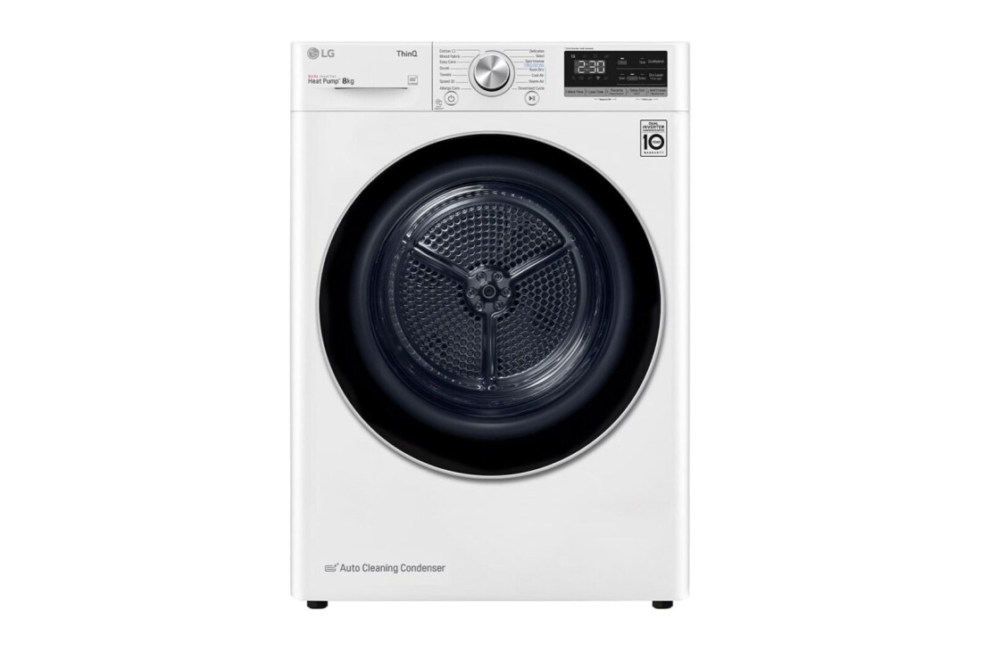 LG 8 kg, Eco Hybrid™ DUAL inverter toplotna pumpa za sušenje, kondenzator sa automatskim čišćenjem, ThinQ™, WiFi funkcija, RC80V9AV3Q, RC80V9AV3Q