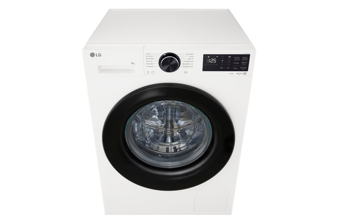 LG 9 kg, max. 1400 obrtaja/min., Mašina za pranje veša sa parom, AI DD™ tehnologija, WiFi Funkcija	, Pogled na LG mašinu za pranje veša sa prednje strane F4X5N09NWK, F4X5N09NWK, thumbnail 3