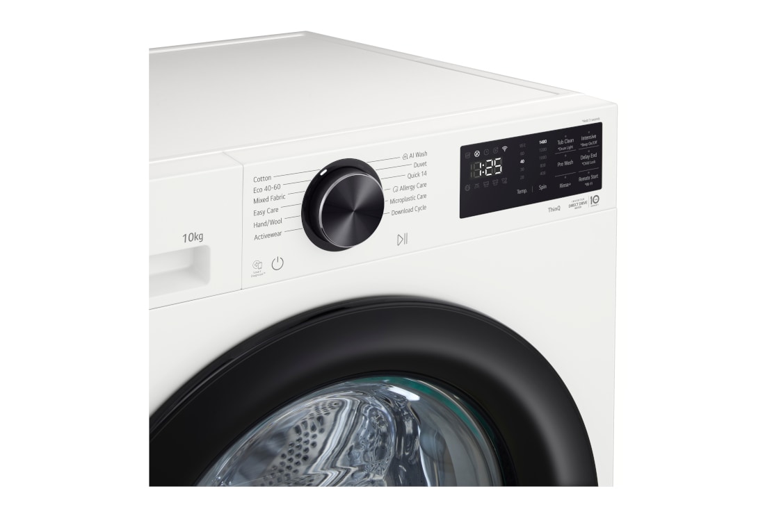 LG 10 kg, max. 1400 obrtaja/min., Mašina za pranje veša sa parom, AI DD™ tehnologija, WiFi Funkcija	, Pogled na LG mašinu za pranje veša sa prednje strane F4X5N10NWK, F4X5N10NWK, thumbnail 4