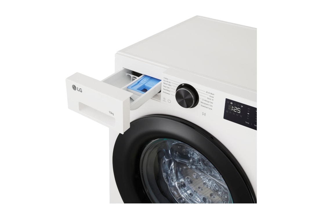 LG 10 kg, max. 1400 obrtaja/min., Mašina za pranje veša sa parom, AI DD™ tehnologija, WiFi Funkcija	, Pogled na LG mašinu za pranje veša sa prednje strane F4X5N10NWK, F4X5N10NWK, thumbnail 5