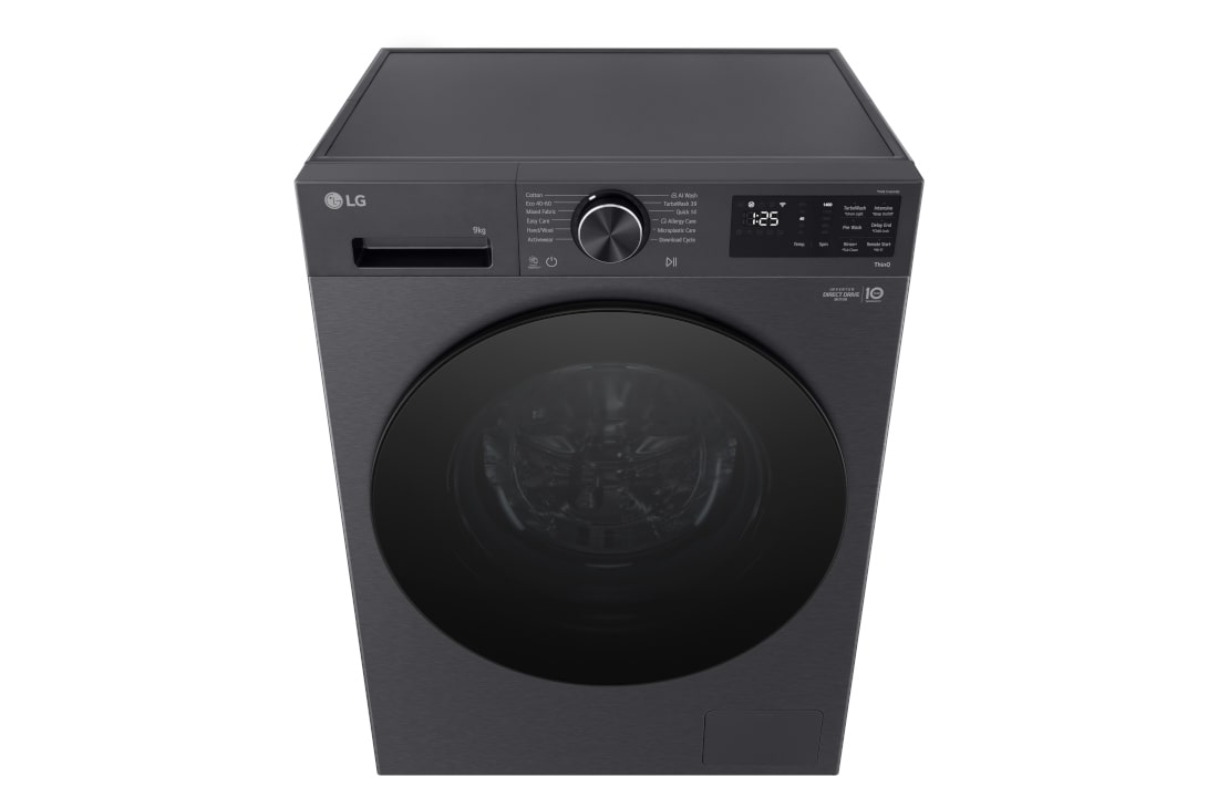 LG 9kg, max. 1200 obrtaja/min., Mašina za pranje veša sa parom, AI DD™ tehnologija, TurboWash™360, WiFi Funkcija, Slim dubina, Pogled na LG mašinu za pranje veša sa prednje strane F2X50S9TBB, F2X50S9TBB, thumbnail 3