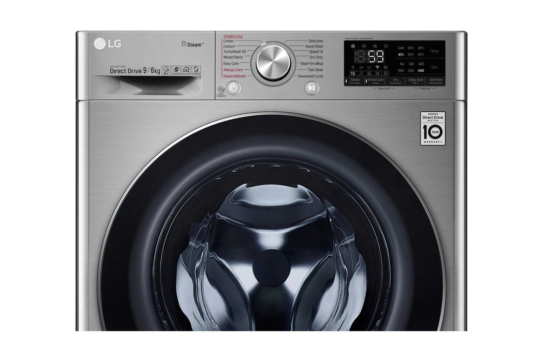 LG 9/6 kg, max. 1400 obr/min,  Kombinovana mašina za pranje i sušenje veša sa  TurboWash™, funkcija pare,Wi-Fi , F4DV709H2T, thumbnail 6