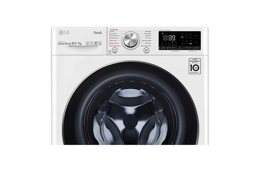 LG 10,5/7 kg, max. 1400 obrtaja/min., Eco Hybrid™, Kombinovana mašina za pranje veša sa parom, TurboWash™360, AI DD™ tehnologija, WiFi funkcija, F4DV710S2E, F4DV710S2E, thumbnail 4