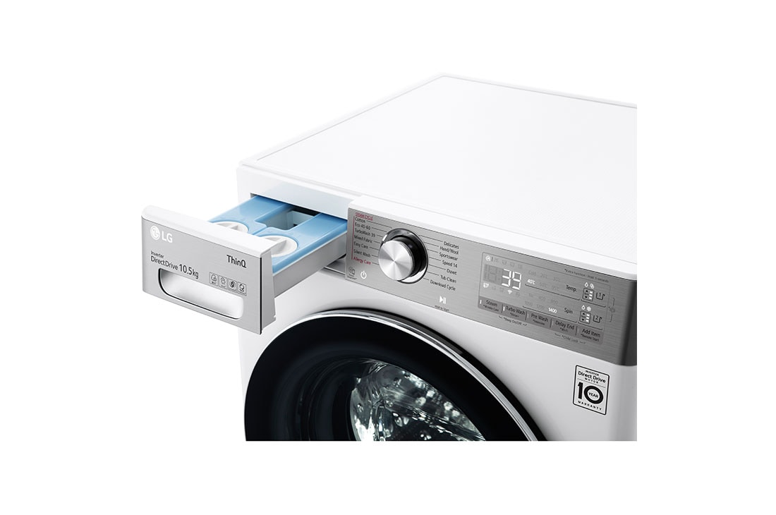 LG 10,5 kg, max. 1400 obrtaja/min., Mašina za pranje veša sa parom, AI DD™ tehnologija, TurboWash™360, WiFi Funkcija, F4WV910P2WE, F4WV910P2WE, thumbnail 5