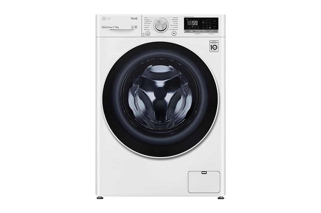 LG 7/5 kg, kapaciteta. 1200 obrtaja / min, Kombinovana mašina za pranje i sušenje veša sa TurboWash ™ , AI DD™ i WIFI funkcijom, Tanak dizajn, F2DV5S7N0E