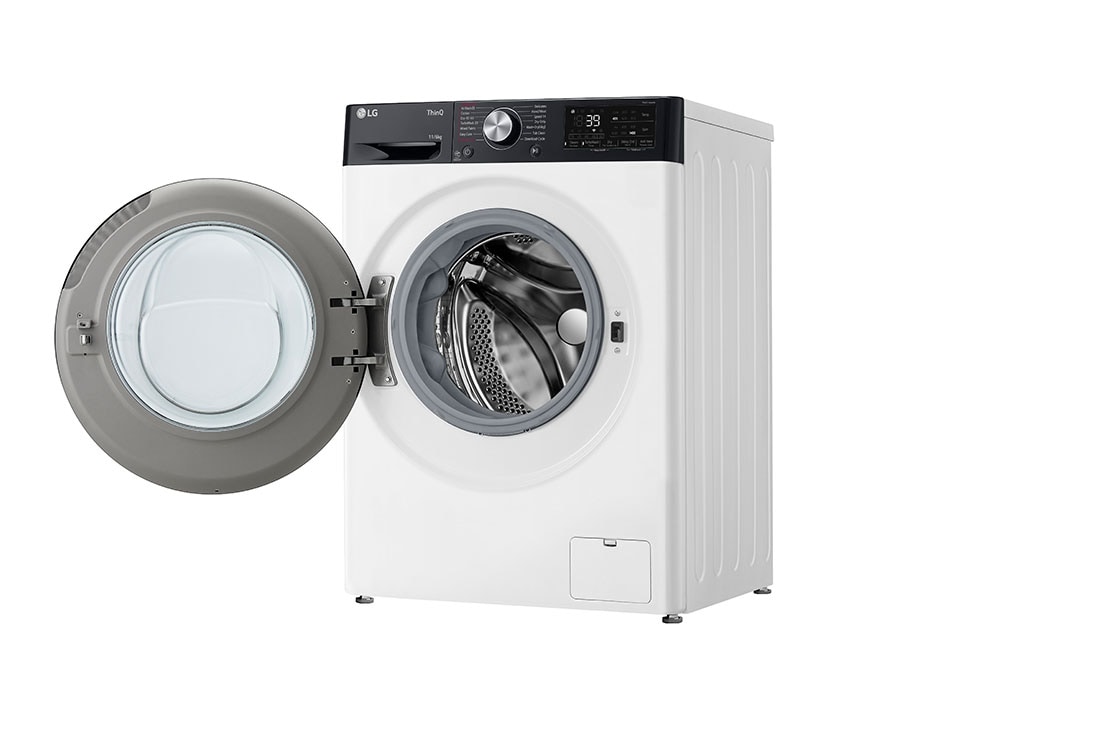 LG 11/6 kg, max. 1400 obrtaja/min., Eco Hybrid™, Kombinovana mašina za pranje veša sa parom, TurboWash™360, AI DD™ tehnologija, WiFi funkcija, Pogled sa desne strane sa otvorenim vratima, F4DR711S2H, thumbnail 11