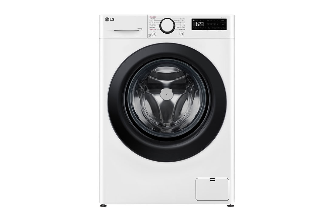 LG 9/6 kg, max. 1400 obrtaja/min., Kombinovana mašina za pranje veša sa parom, AI DD™ tehnologija, Pogled spreda, F4DR509SBW
