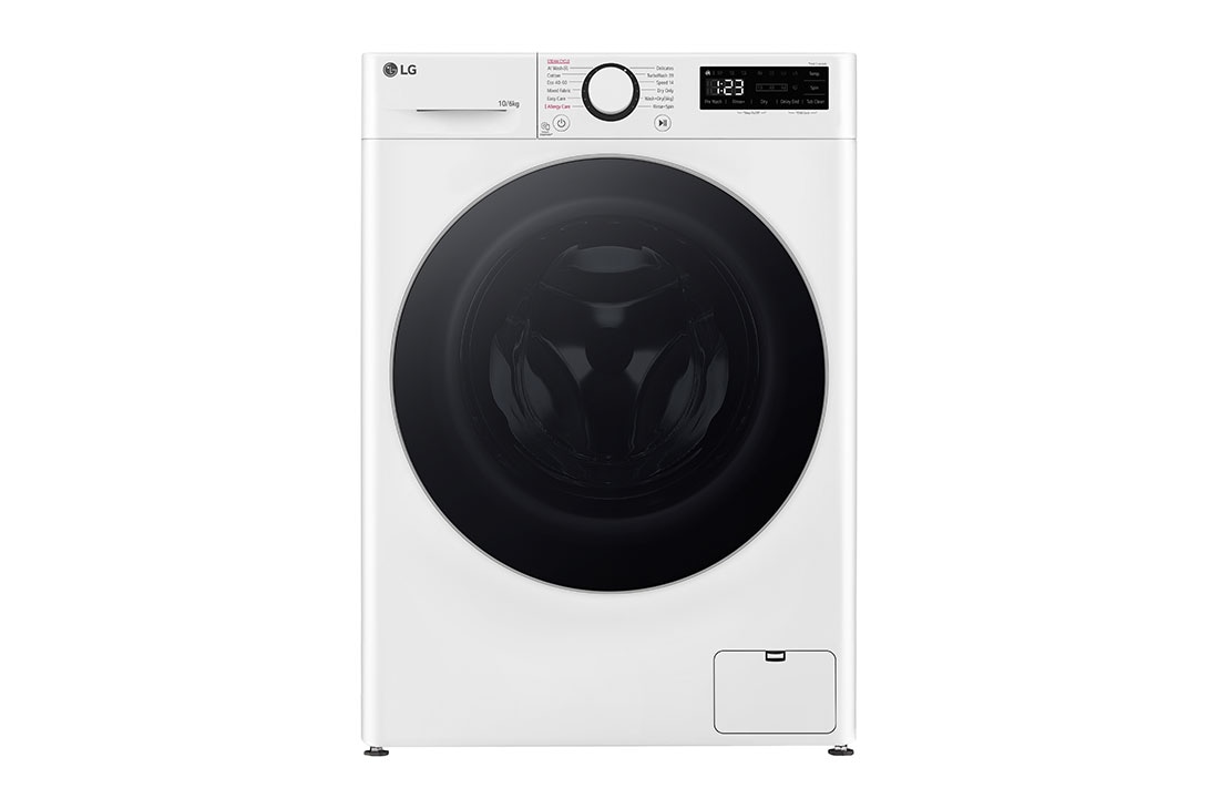 LG 10/6 kg, max. 1400 obrtaja/min., Kombinovana mašina za pranje veša sa parom, TurboWash360™ i AI DD™ tehnologija, Pogled spreda, F4DR510S1W