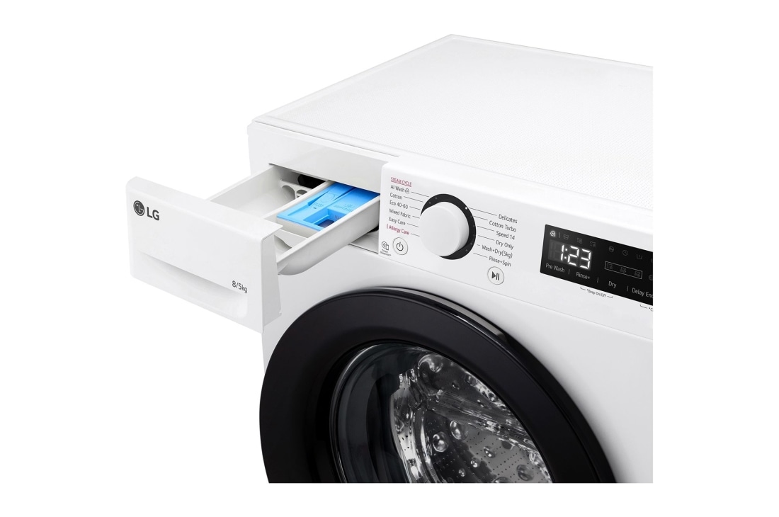 LG 8/5 kg, max. 1200 obrtaja/min., Kombinovana mašina za pranje veša sa parom, AI DD™ tehnologija, Slim dubina, Prikaz display-a, F2DR508SBW, thumbnail 5