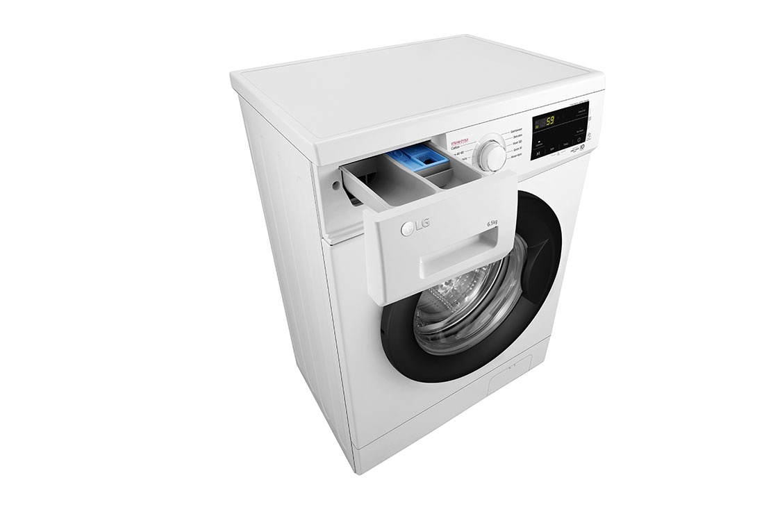 LG 6.5 kg, max. 1200 obrtaja/min., Mašina za pranje veša sa parom, Slim dubina, Pogled odozgo u perspektivi sa otvorenim otvorom za deterdžent, F2J3WS6WE, thumbnail 8