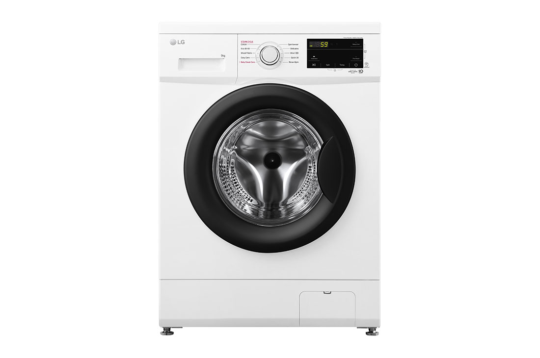 LG 9 kg, max. 1400 obrtaja/min., Mašina za pranje veša sa parom, Pogled spreda, F4J3VS6WE