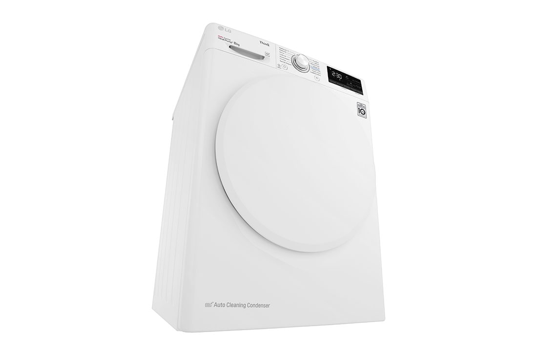 LG 8 kg, Eco Hybrid™ DUAL inverter toplotna pumpa za sušenje, kondenzator sa automatskim čišćenjem, ThinQ™ WiFi funkcija, Pogled sa leve perspektive, RH80V3AV0N, thumbnail 11