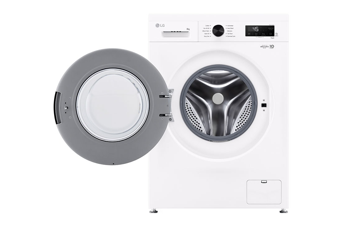 LG 8 kg, max. 1400 obrtaja/min., Mašina za pranje veša sa parom, WiFi Funkcija, Pogled spreda sa otvorenim vratima, F4X1008NWK, thumbnail 2