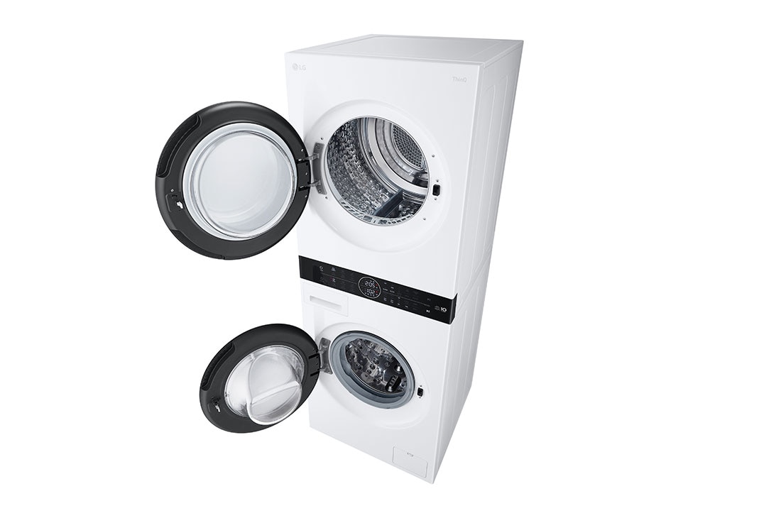 LG WashTower™, 12/10 kg, max. 1400 obrtaja/min., Steam™, TurboWash™360, kondenzator sa automatskim čišćenjem, ThinQ™ WiFi funkcija, top view open, WT1210WWF, thumbnail 10