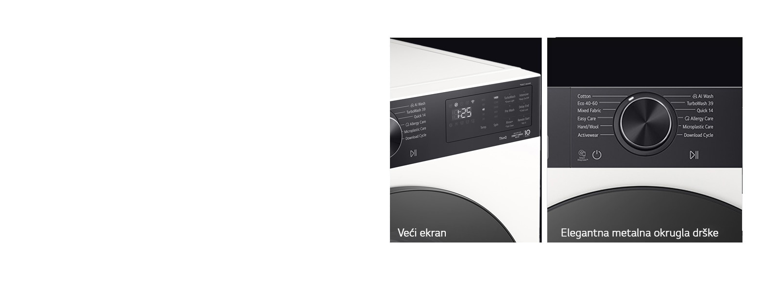 LG mašina za pranje veša sa parom, veći ekran i elegantna metalna okrugla drška