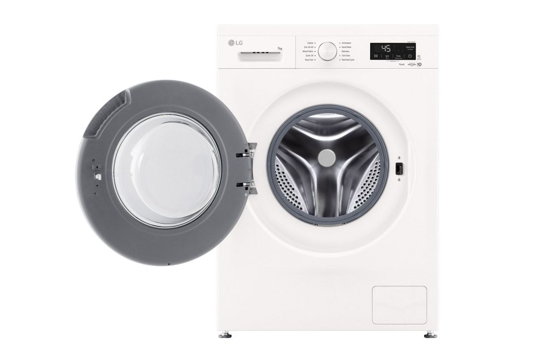 LG 7 kg, max. 1200 obrtaja/min., Mašina za pranje veša sa parom, Pogled spreda sa otvorenim vratima, F2X10S7NWH, thumbnail 2