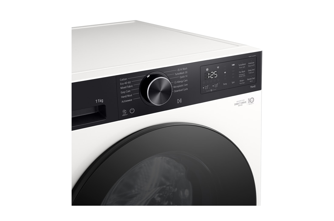 LG 11 kg, max. 1400 obrtaja/min., Mašina za pranje veša sa parom, AI DD™ tehnologija, TurboWash™360, WiFi Funkcija, Pogled odozgo spreda, F4X5511THB, thumbnail 4