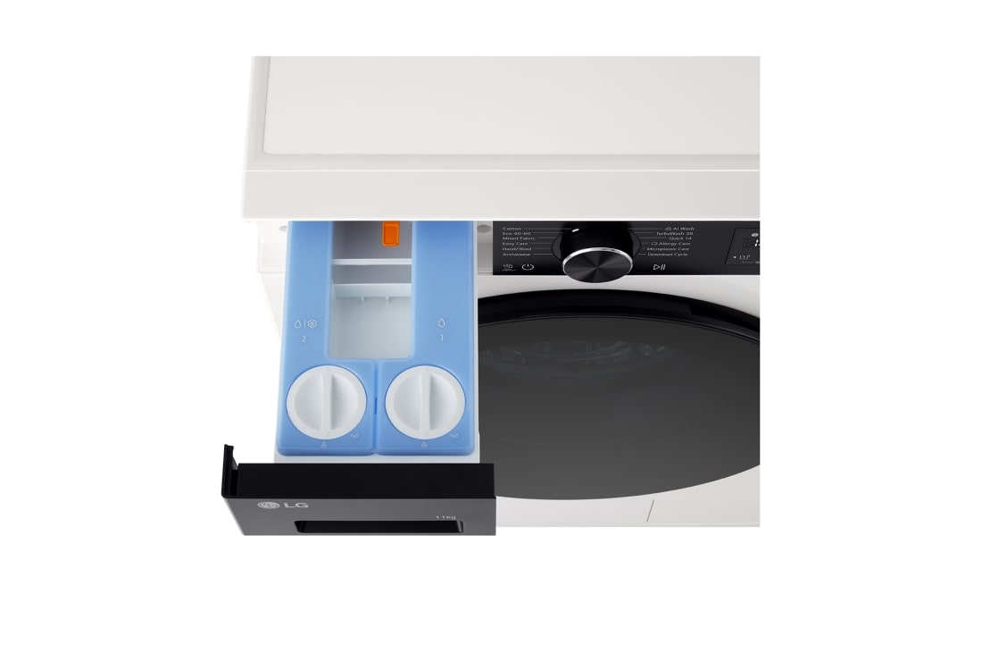 LG 11 kg, max. 1400 obrtaja/min., Mašina za pranje veša sa parom, AI DD™ tehnologija, TurboWash™360, WiFi Funkcija, Pogled iz gornje perspektive, F4X5511THB, thumbnail 7