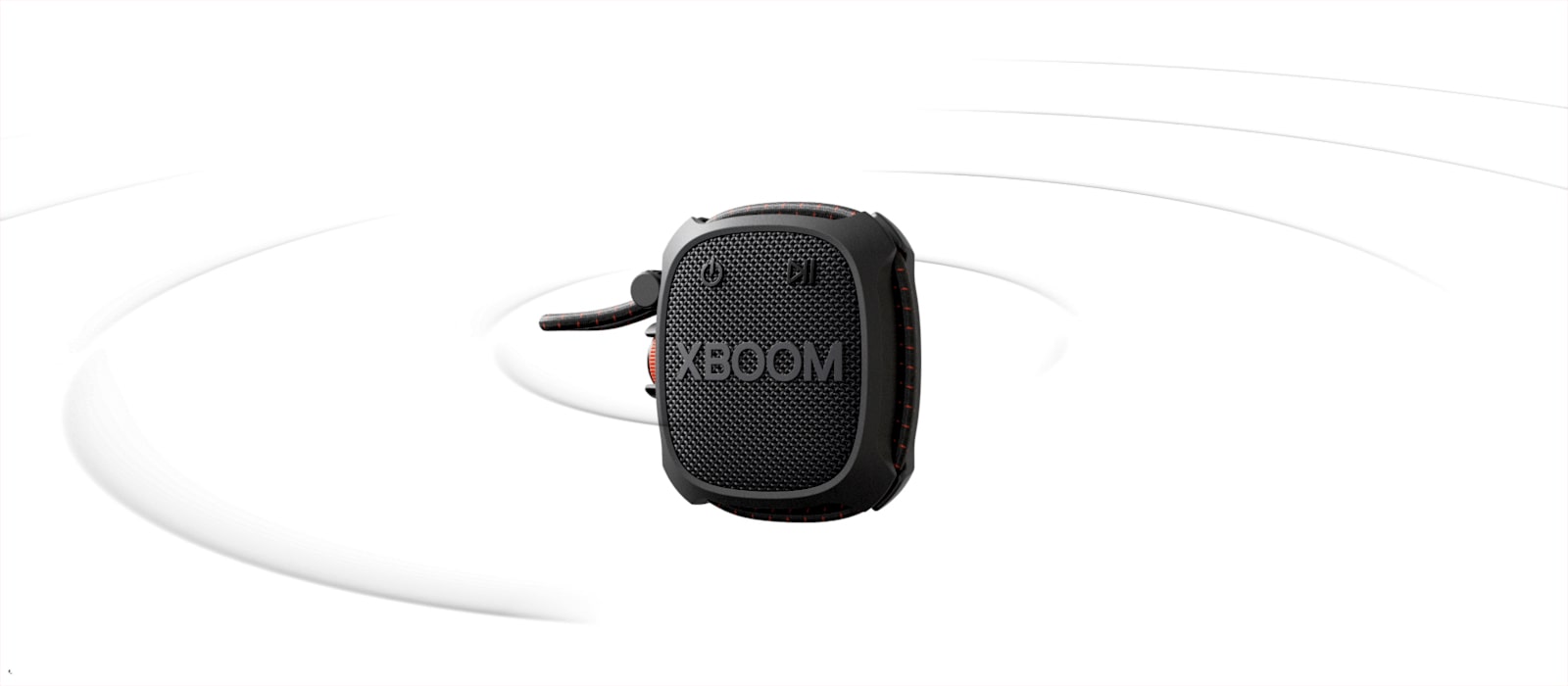 Moćna zvučna grafika izlazi iz uređaja LG XBOOM Go XG2T da bi se pokazao Sound Boost.