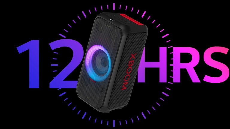 Zvučnik je postavljen ispred ikonice sata, a tekst „12Sati” je ispisan iza zbog dizajnerskih razloga.