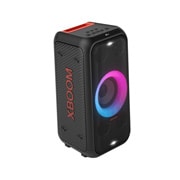 LG XBOOM XL5S, Leva strana spreda sa uključenim celokupnim osvetljenjem. Prikazan je logotip XBOOM., XL5S, thumbnail 3
