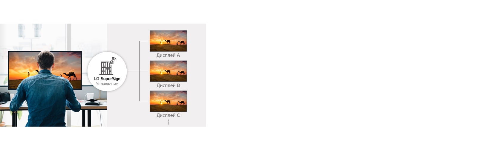 Удобное управление несколькими дисплеями с помощью LG SuperSign Control.