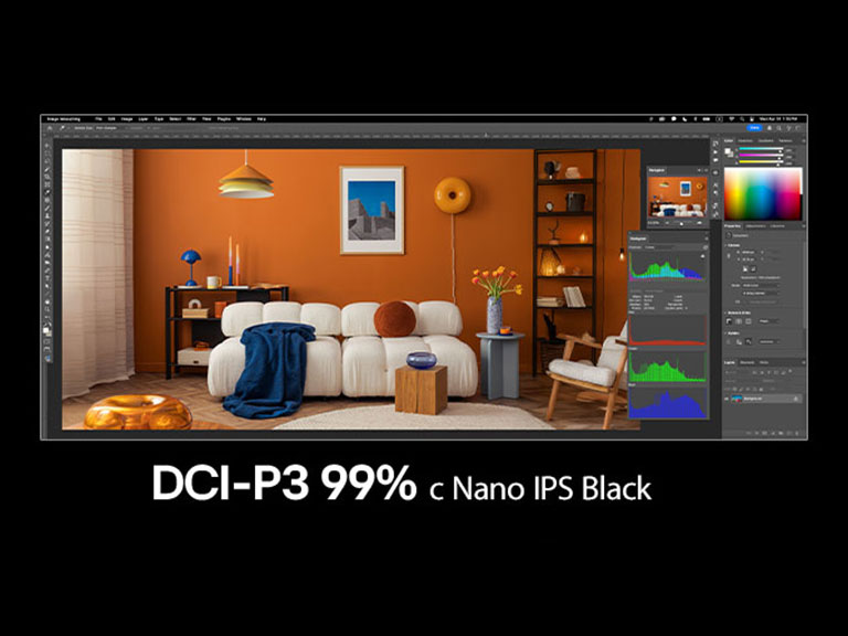 Изображение во весь экран программы для дизайна, где демонстрируются яркие цвета.