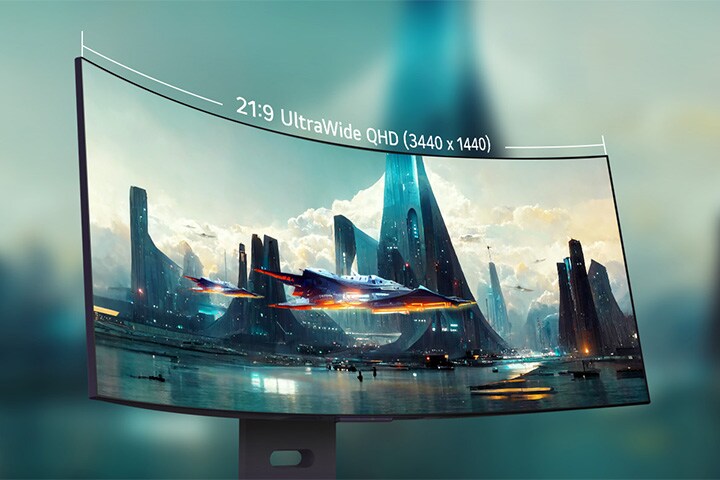 Изогнутый монитор 21:9 OLED обеспечивает захватывающий эффект погружения благодаря сбалансированному и оптимальному соотношению сторон.