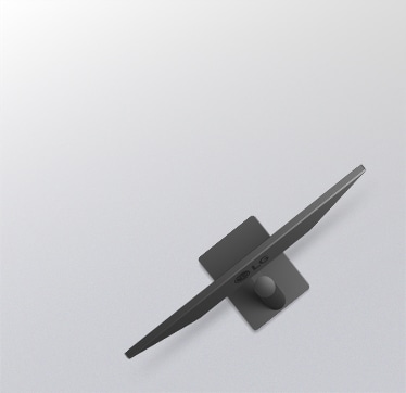 Вид сбоку на монитор, иллюстрирующий регулировку наклона с перекрывающимися контурами, показывающими эргономичный диапазон перемещения.