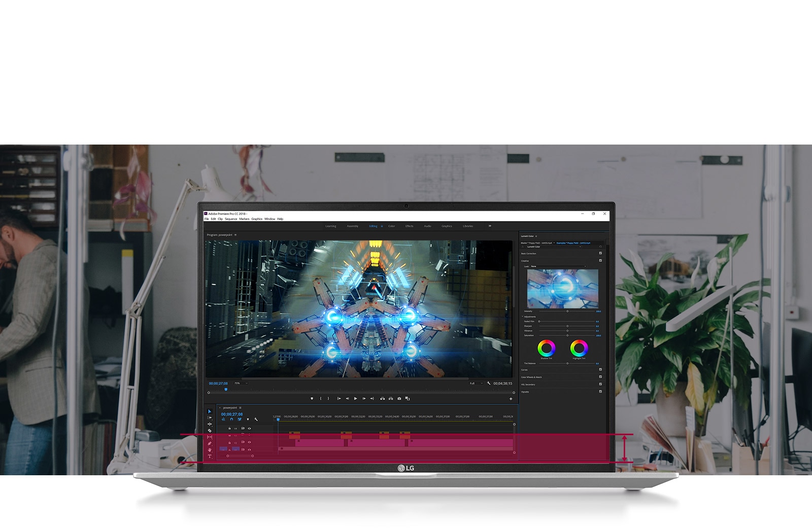 16:10 Большой экран, позволяющий видеть больше информации без необходимости прокручивать вниз при редактировании видео