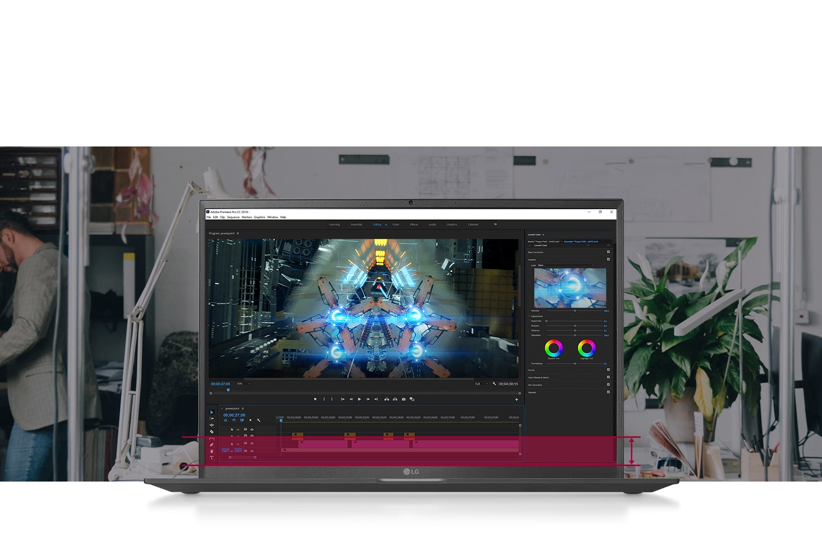 16:10 Большой экран, позволяющий видеть больше информации без необходимости прокручивать вниз при редактировании видео