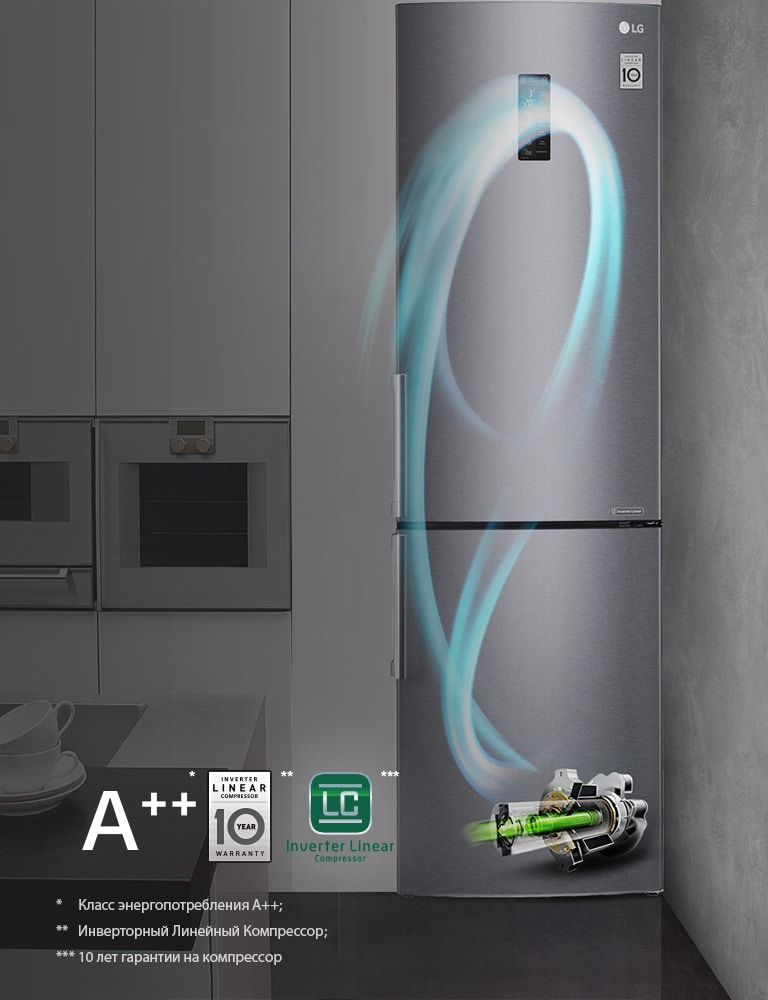 Холодильник LG c Инверторным Линейным компрессором LG GA-B499YLUZ ...
