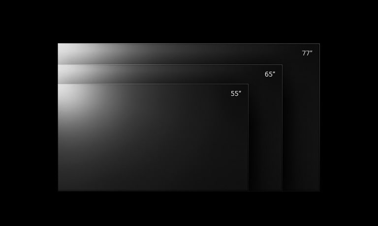 Телевизоры модели LG OLED G2 представлены в различных размерах от 55 до 77 дюймов.