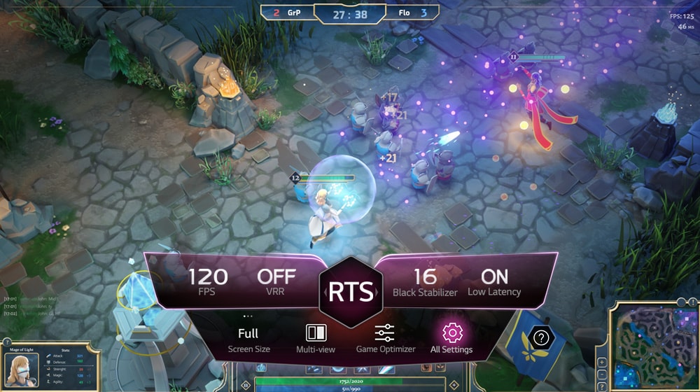 На экране игры показана панель управления: статус игры, темная тема, App on App, оптимизатор игр, все настройки и руководство пользователя. 