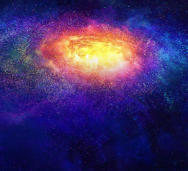 Миллионы крошечных разноцветных частиц в космосе