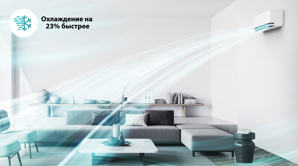 Прохладный поток ветра направляется вверх, чтобы быстрее охладить внутреннее пространство, а затем спускается вниз