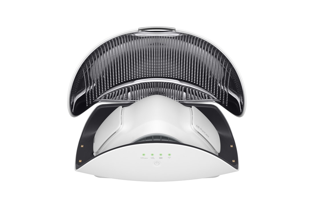 LG Футляр для хранения и зарядки индивидуального очистителя LG Puricare™, Открытый вид спереди футляра с носимым очистителем воздуха, PWKAUW01, thumbnail 2