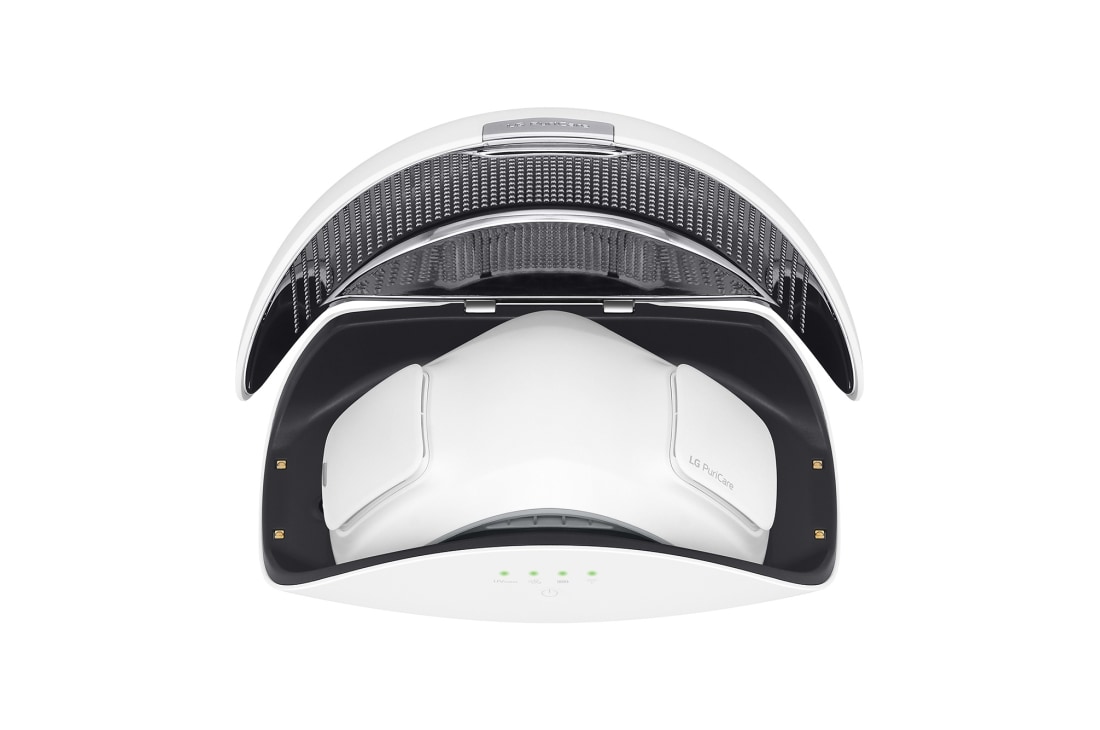 LG Футляр для хранения и зарядки индивидуального очистителя LG Puricare™, Открытый вид сверху на футляр с носимым очистителем воздуха, PWKAUW01, thumbnail 10